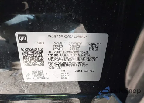 2025 Buick Envista Sport Touring Fwd z USA, uszkodzony, nr VIN KL47LBEP5SB132857